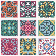 Set with Beautiful ornamental tile background.