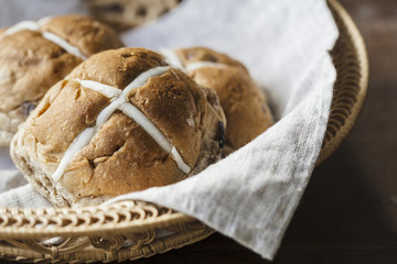 Easter buns in a basket