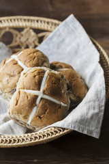 Easter buns in a basket