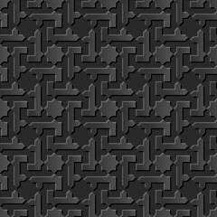 Seamless 3D elegant dark paper art pattern 005 Star Spiral Cross
