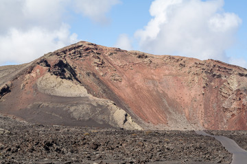 collpased volcano in lanzarote Canary Islands
