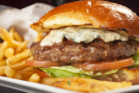 Juicy Beef Burger With French Fries