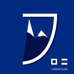 Abstract letter J logo design template. Mountain - letter.