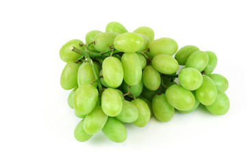 fresh green grapes isolated on white background