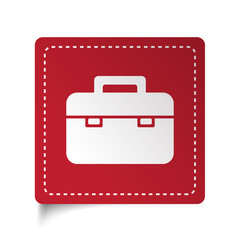 Flat Briefcase icon on red sticker