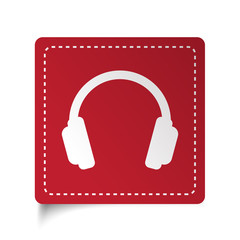 Flat Headphones icon on red sticker