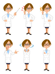 白衣の女性6種類のポーズと仕草