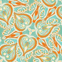 Seamless abstract hand-drawn floral  pattern. Seamless pattern can be used for wallpaper, pattern fills, web page background,surface textures. 