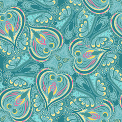 Seamless abstract hand-drawn floral  pattern. Seamless pattern can be used for wallpaper, pattern fills, web page background,surface textures. 