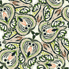 Seamless abstract hand-drawn floral  pattern. Seamless pattern can be used for wallpaper, pattern fills, web page background,surface textures. 