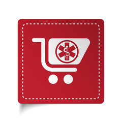Obraz premium Flat Pharmacy Store icon on red sticker