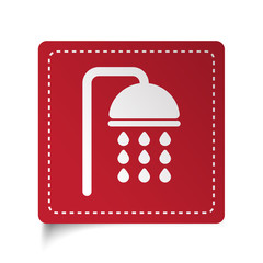 Flat Shower icon on red sticker