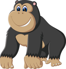 illustration of cute gorilla cartoon