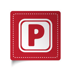 Flat Parking icon on red sticker