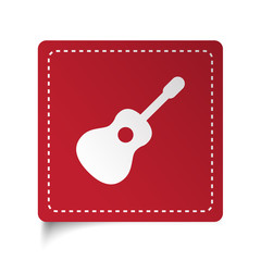 Flat Guitar icon on red sticker