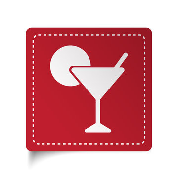 Flat Cocktail icon on red sticker