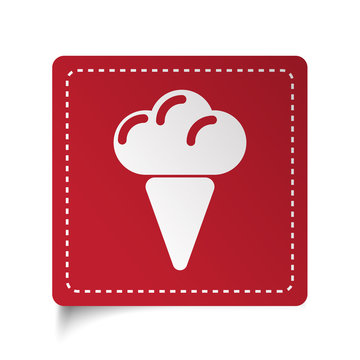 Flat Ice Cream icon on red sticker