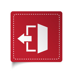 Flat Exit icon on red sticker