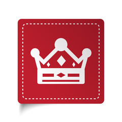 Flat Crown icon on red sticker