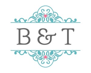 B & T Initial Wedding Ornament Logo