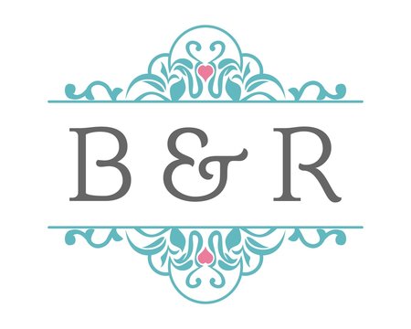 B & R Initial Wedding Ornament Logo
