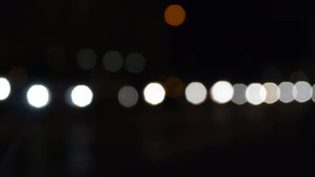 Traffic lights in the night on the streets of Salzburg, Austria