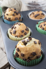 Muffins in a baking pan