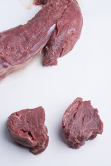 raw beef isolated on white background