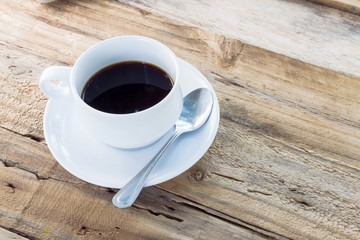 coffee cup on wood table. modern office desktop