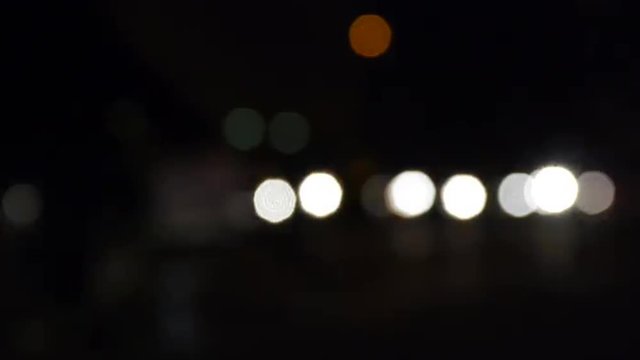 Traffic lights in the night on the streets of Salzburg, Austria