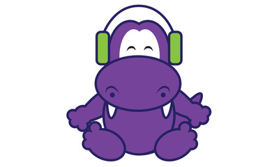 Dinosaur Listening Music