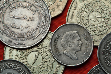 Coins of Jordan. King Hussein bin Talal