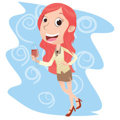 businesswomen with wine