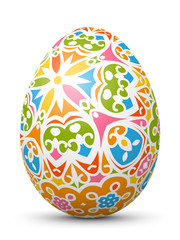 3D Vektor Osterei mit abstraktem Muster. Bunte Formen und Strukturen. Fröhliche Farben - Frühling und Ostern. Isoliert auf weißem Hintergrund. Easter Egg with Abstract Pattern - Bright and Colorful.