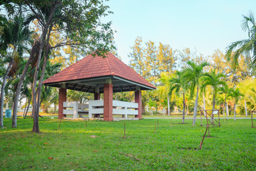 pavilion and green field