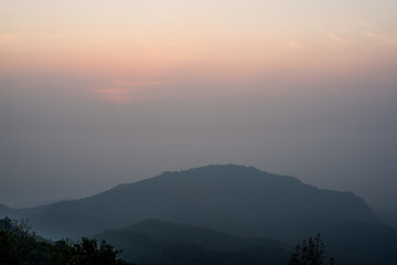 Sunrise with mountain background