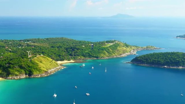 Phuket island, Thailand sea coast aerial background, popular travel destination