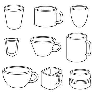 vector set of beverage cup