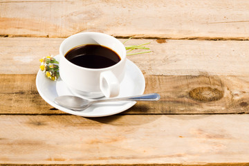 coffee cup on wood table. modern office desktop