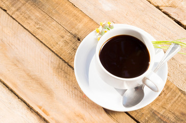 coffee cup on wood table. modern office desktop