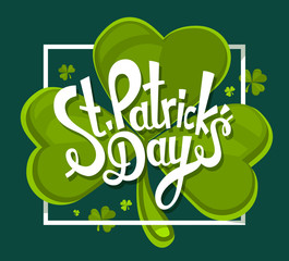 Naklejka premium Vector illustration of St. Patrick's Day greeting with large tri