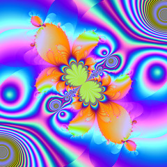 Fototapeta na wymiar Colorful fractal floral pattern, digital artwork for creative gr