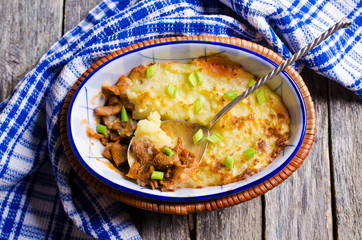 Casserole with potatoes and mushrooms