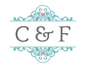 C & F Initial Wedding Ornament Logo