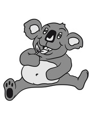 small big fat eaten hungry sitting sweet plush koala eucalyptus leaf
