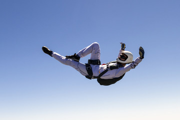 A girl performs in a free fall free style.