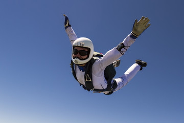 A girl performs in a free fall free style.