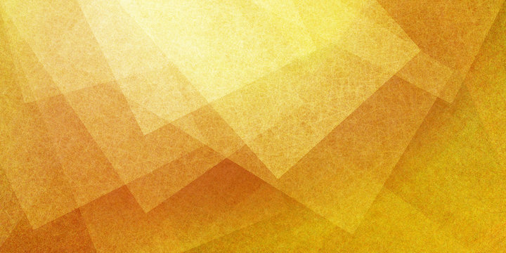 abstract yellow gold background with layers of transparent shapes in random pattern, cool modern background design for website or graphic art projects