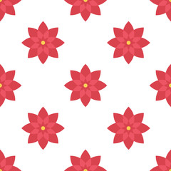 Obraz premium Flat design seamless pattern background with beautiful red flowers. 