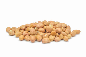 Fototapeta na wymiar Dried peanuts in closeup.